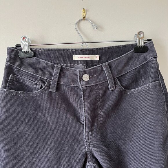 Levi’s Super Low Bootcut Corduroy Pants Gray, Women’s Size 27 Y2K Retro Low Rise - Picture 6 of 9